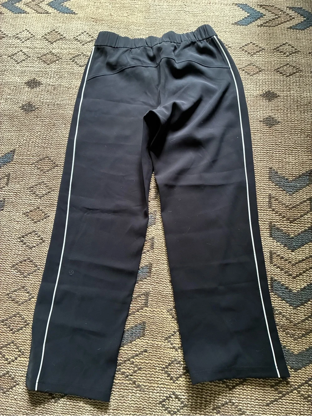 lululemon athletica Black Track Pants with White Side Piping